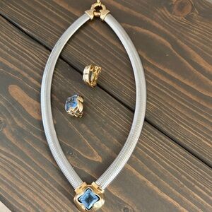 Elegant Gold and Silver Necklace and Ring Set